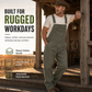 Men's Heavyweight Cotton Denim Overalls Relaxed Fit Straight Leg Dungarees with Multi Pocket Utility