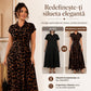 Rochie elegantă pentru femei cu imprimeu leopard și guler răsfrânt🐆👗
