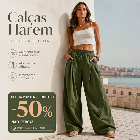 Pantaloni balon voluminoși, cu pliuri și buzunare